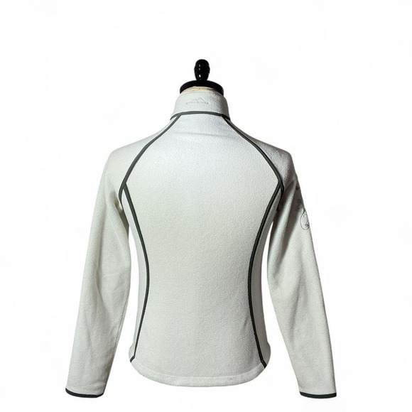 Eddie Bauer Fleece Jacket Womens M White Floral Embroidered Full Zip - Picture 2 of 3
